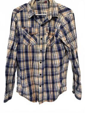 Red Snap Men's Long Sleeve Plaid Shirt size large